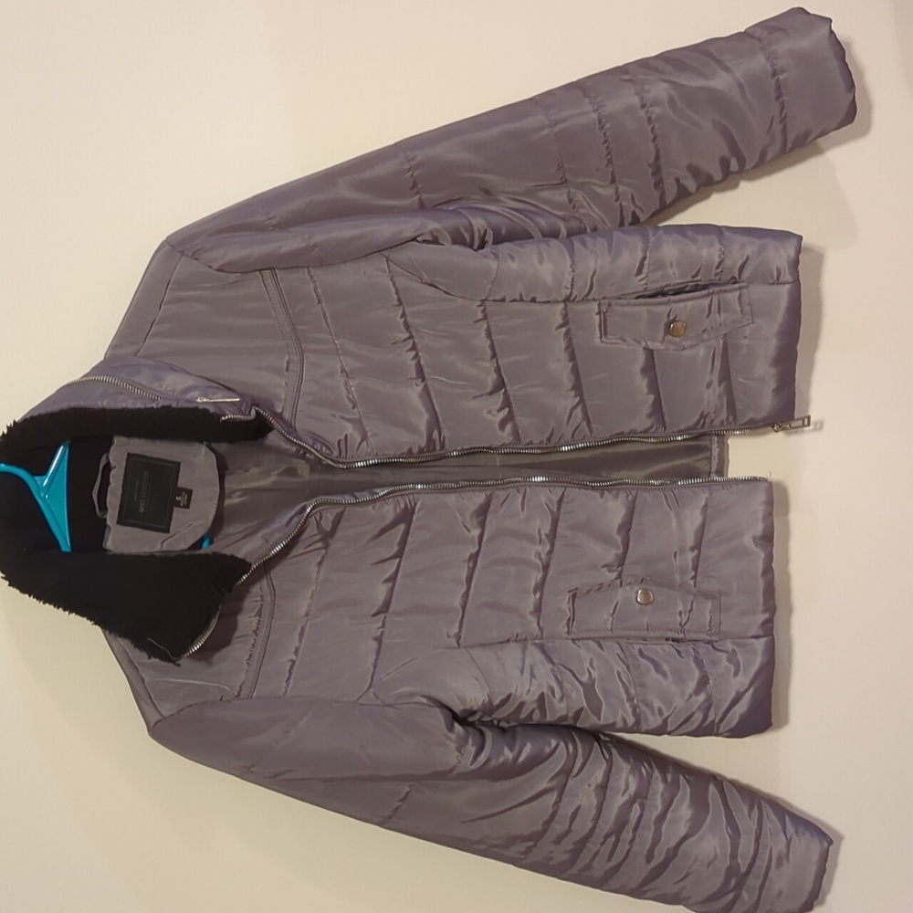 Miss London cropped gray women's small coat